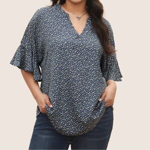 Bloomchic Blue Leopard Print Blouse - 3x